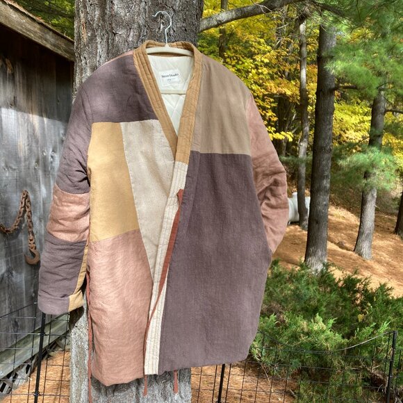 100% CottonLinen Patchwork Quilted Versatile Autumn/Winter Coat, OS,Fall Colors - Picture 13 of 15